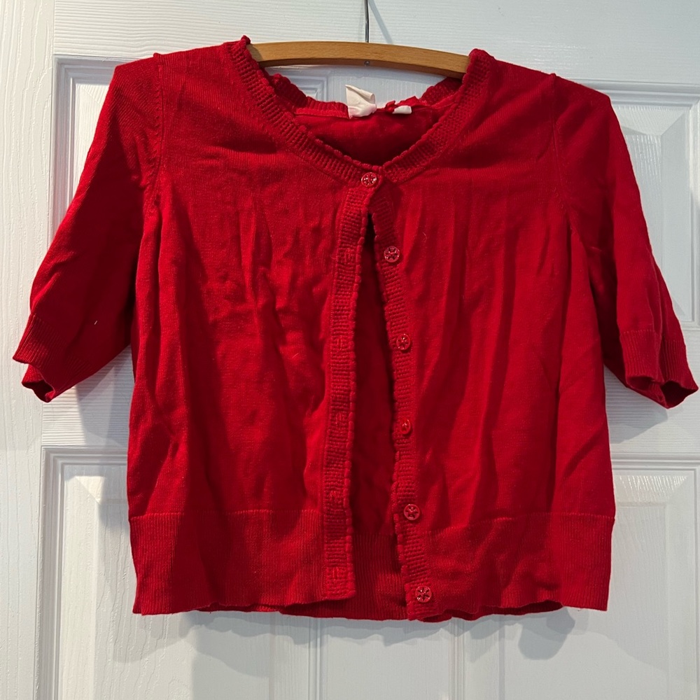 Anthropologie Yellow Bird Red Cardigan Size Medium